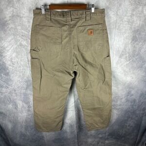 Carhartt B151 LBR Mens 36x30 Washed Canvas Work Dungaree Pants Light Brown Tan
